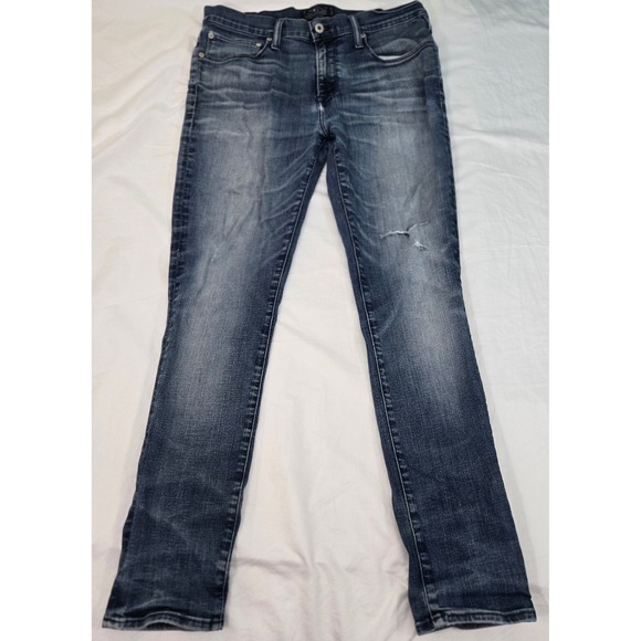 Lucky Brand Rebel Super Skinny Jeans Mens 34x32 Distressed Dark Wash Denim - Picture 1 of 13